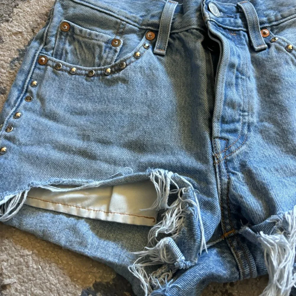 Levi’s Studded Denim Jean Shorts,